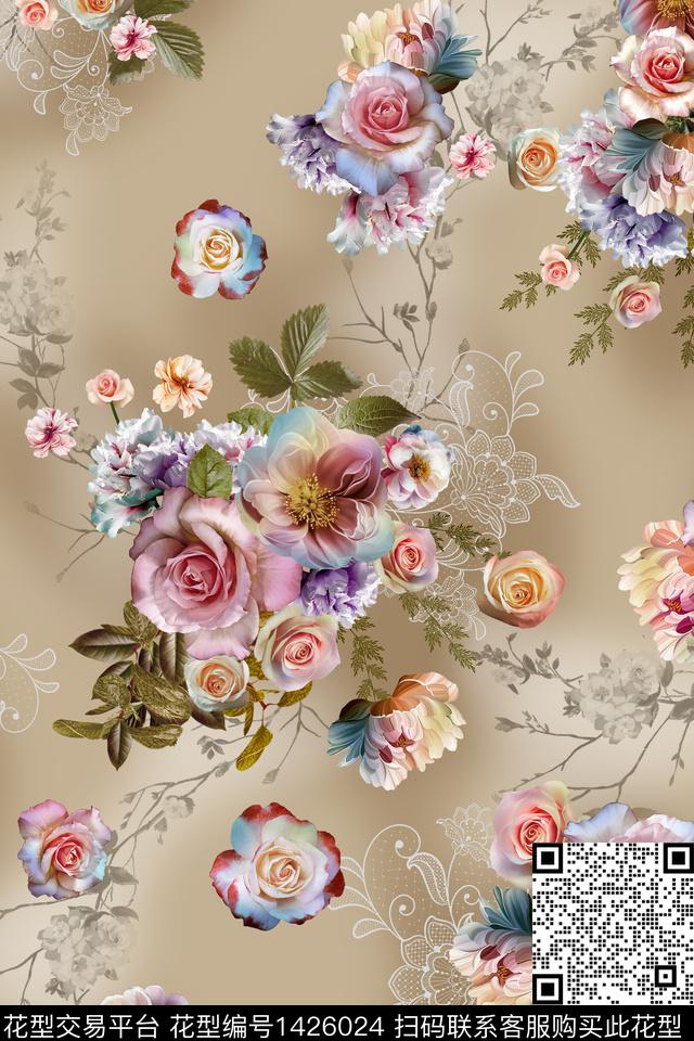 花卉炫彩审数码印花华亿平台下载（图片编号: 1426024） - 瓦栏（Walan）