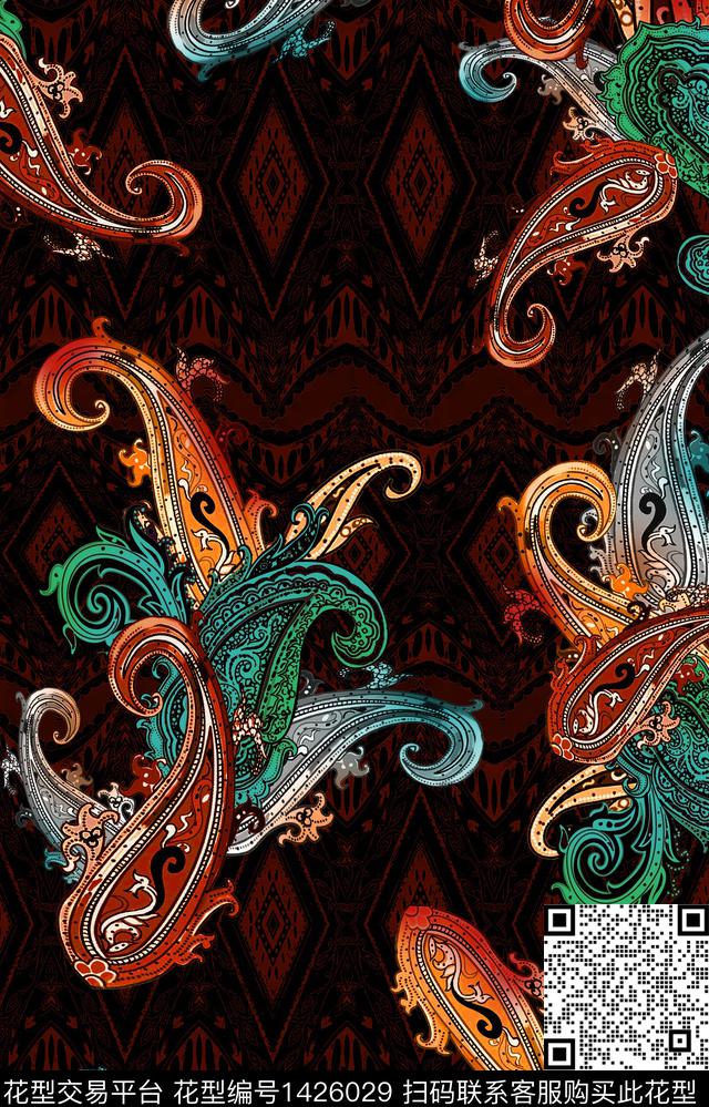 数码华亿平台黑底花卉花卉数码印花华亿平台下载（图片编号: 1426029） - 瓦栏（Walan）