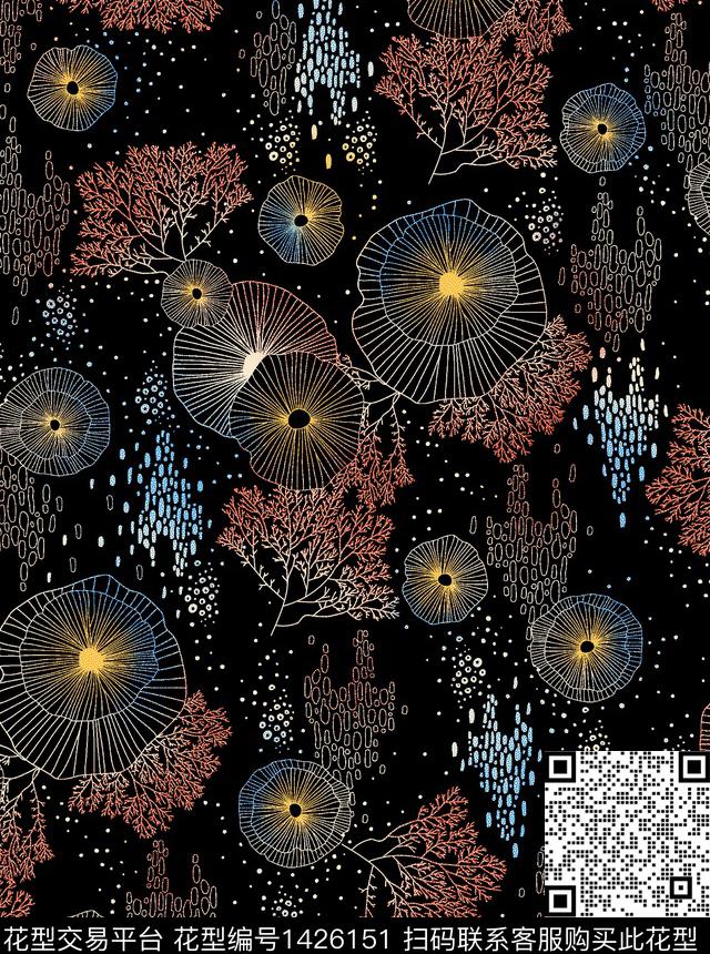 线条数码华亿平台植物数码印花华亿平台下载（图片编号: 1426151） - 瓦栏（Walan）