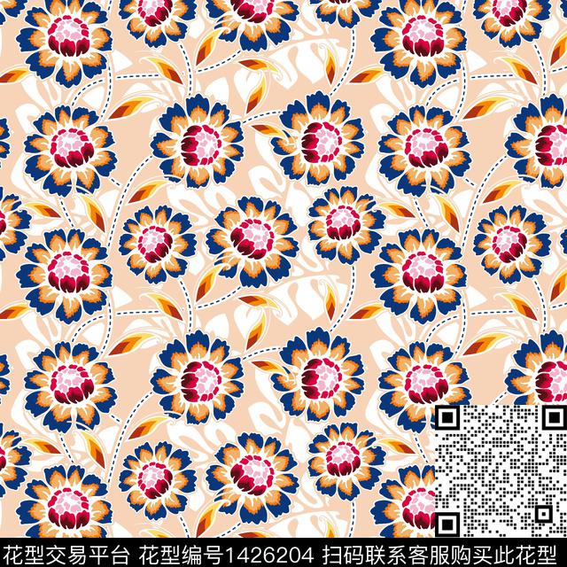 几何深圳花卉数码印花华亿平台下载（图片编号: 1426204） - 瓦栏（Walan）