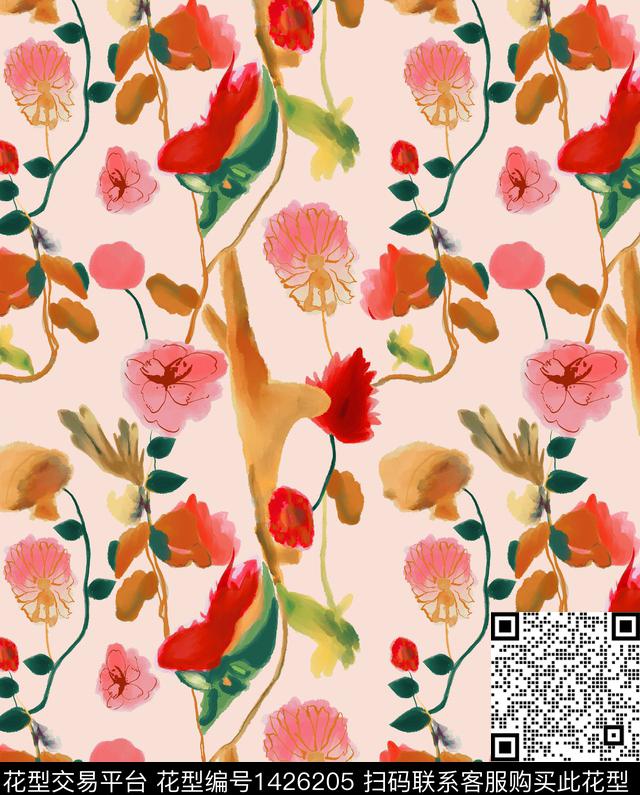 几何深圳花卉数码印花华亿平台下载（图片编号: 1426205） - 瓦栏（Walan）