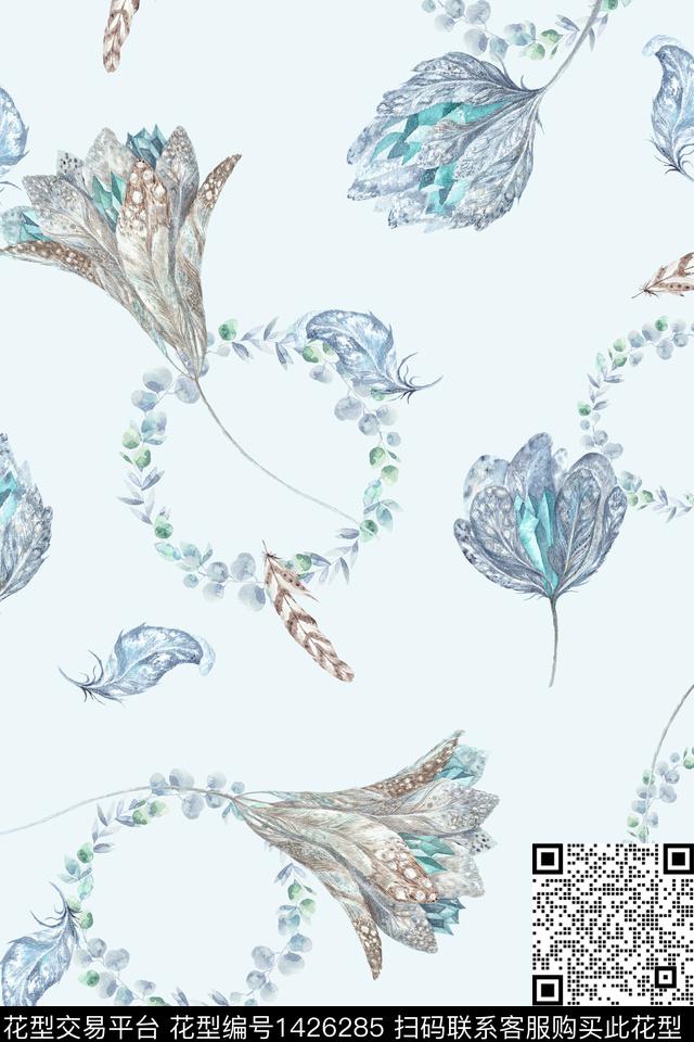 女装花卉大花数码印花华亿平台下载（图片编号: 1426285） - 瓦栏（Walan）