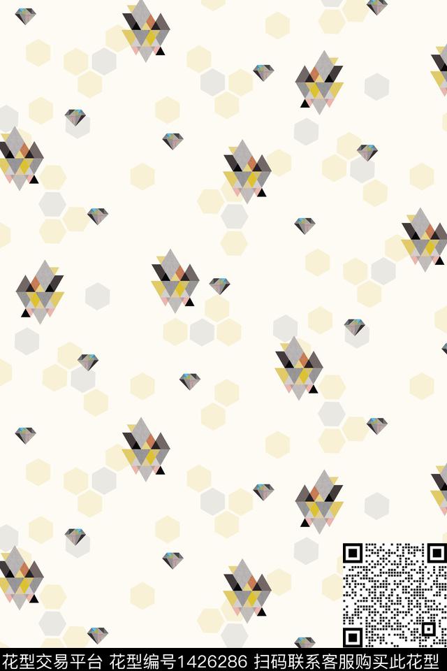 珠宝宝石几何六边形传统印花华亿平台下载（图片编号: 1426286） - 瓦栏（Walan）