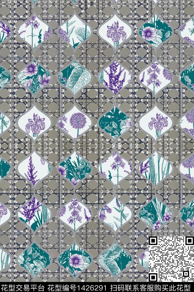 线条几何女装数码印花华亿平台下载（图片编号: 1426291） - 瓦栏（Walan）