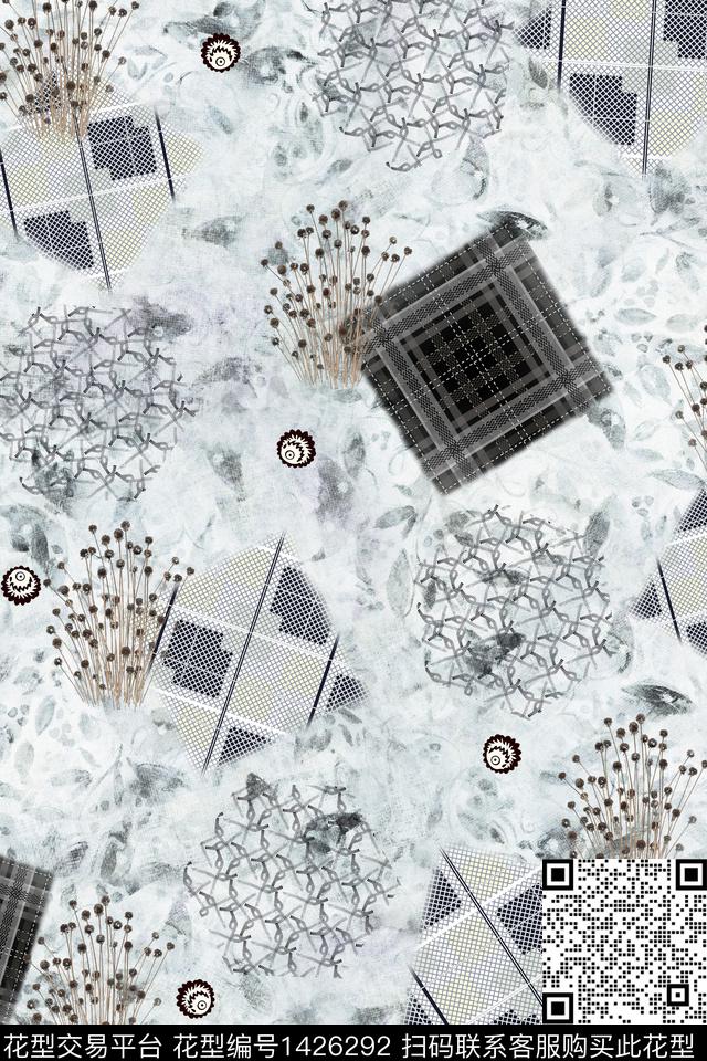 几何女装布纹数码印花华亿平台下载（图片编号: 1426292） - 瓦栏（Walan）