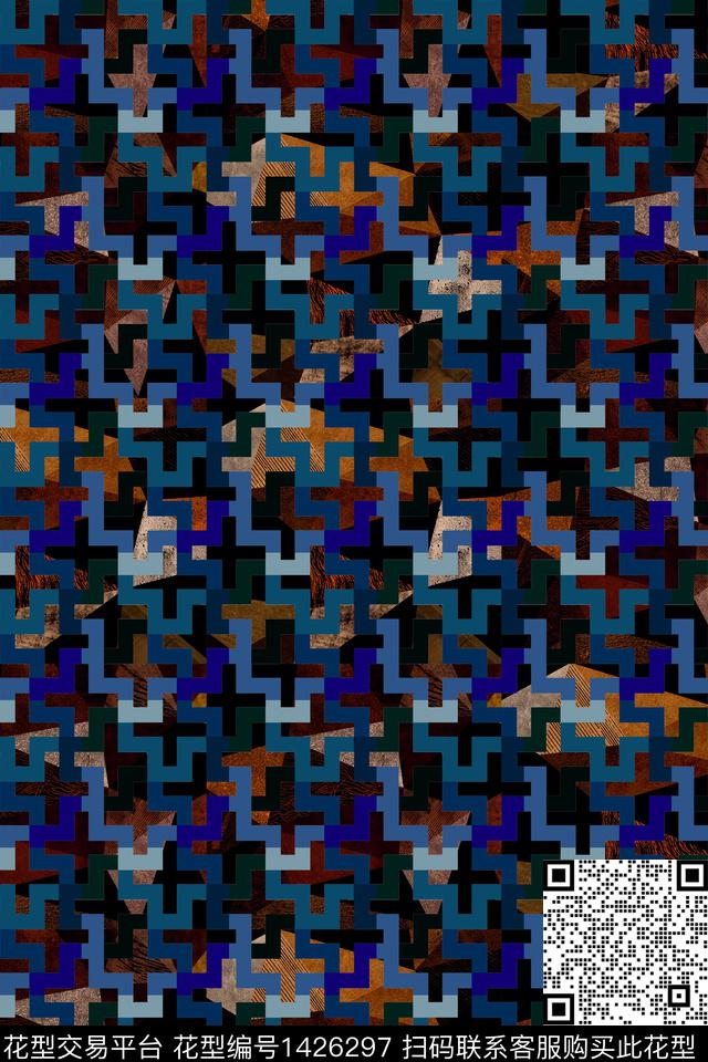 几何底纹男装数码印花华亿平台下载（图片编号: 1426297） - 瓦栏（Walan）