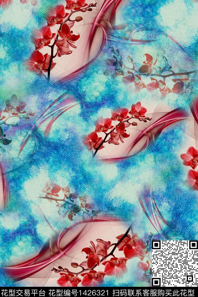 绿植树叶民族风花卉数码印花华亿平台下载（图片编号: 1426321） - 瓦栏（Walan）