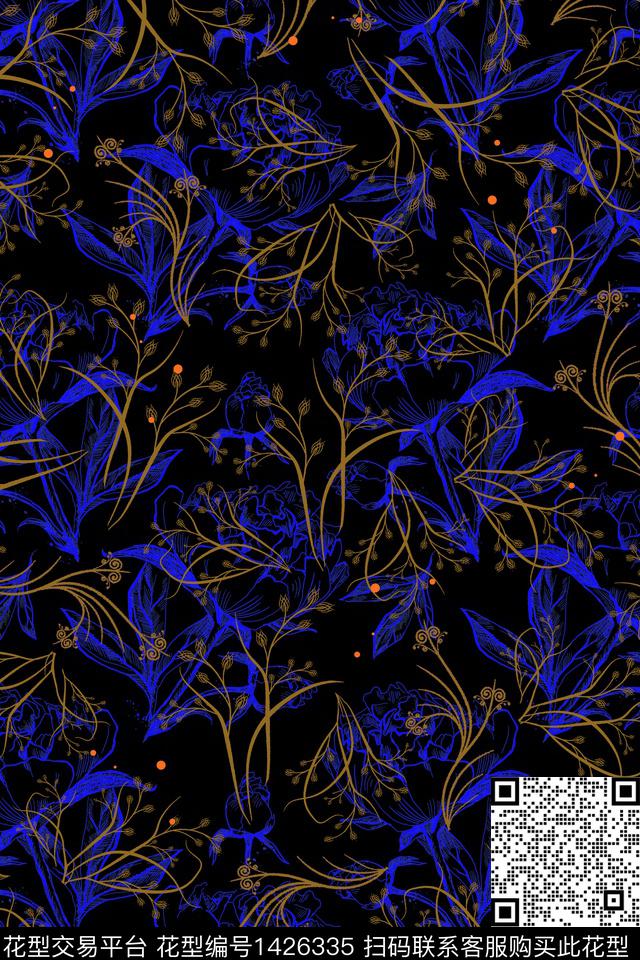 男装花卉阴影数码印花华亿平台下载（图片编号: 1426335） - 瓦栏（Walan）