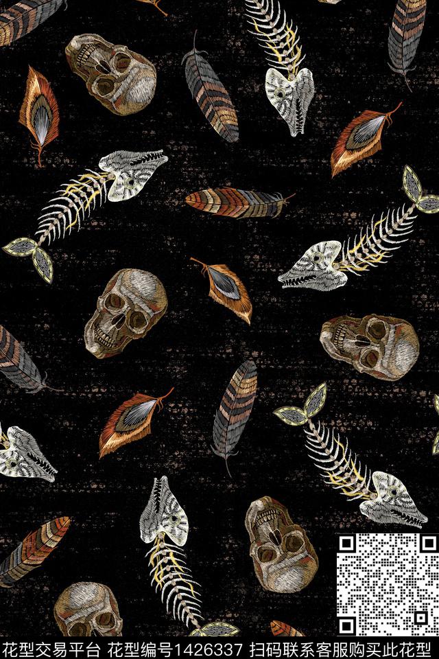男装骷髅趣味数码印花华亿平台下载（图片编号: 1426337） - 瓦栏（Walan）