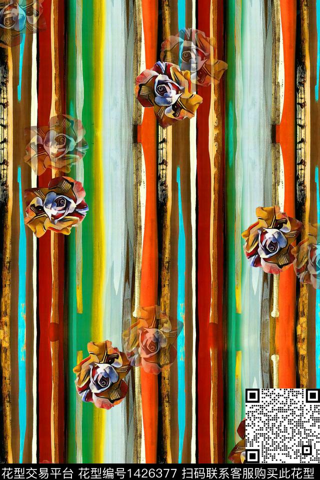 女装底纹花卉数码印花华亿平台下载（图片编号: 1426377） - 瓦栏（Walan）