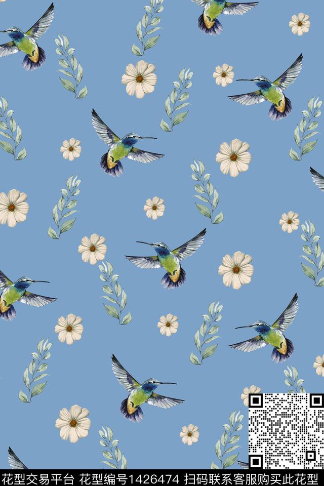 鸟女装花卉数码印花华亿平台下载（图片编号: 1426474） - 瓦栏（Walan）