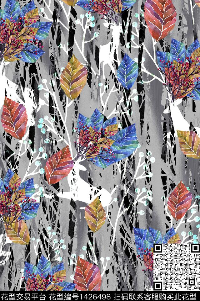 底纹女装树枝数码印花华亿平台下载（图片编号: 1426498） - 瓦栏（Walan）
