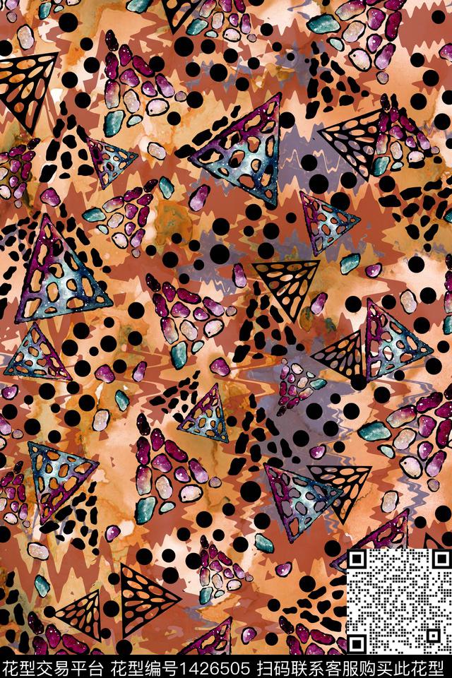 几何波点三角形数码印花华亿平台下载（图片编号: 1426505） - 瓦栏（Walan）