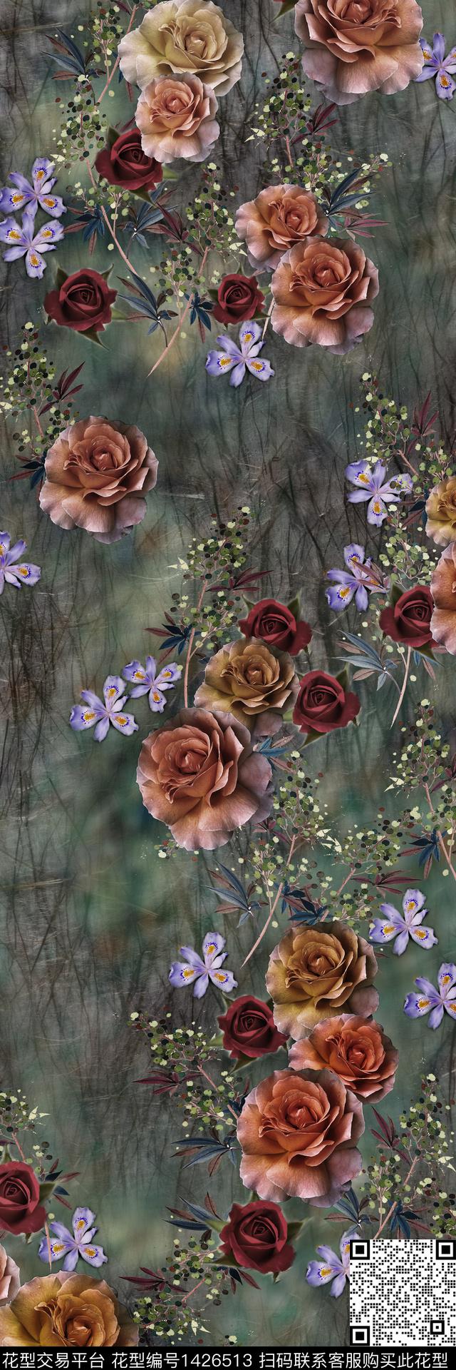 女装花卉中老年数码印花华亿平台下载（图片编号: 1426513） - 瓦栏（Walan）