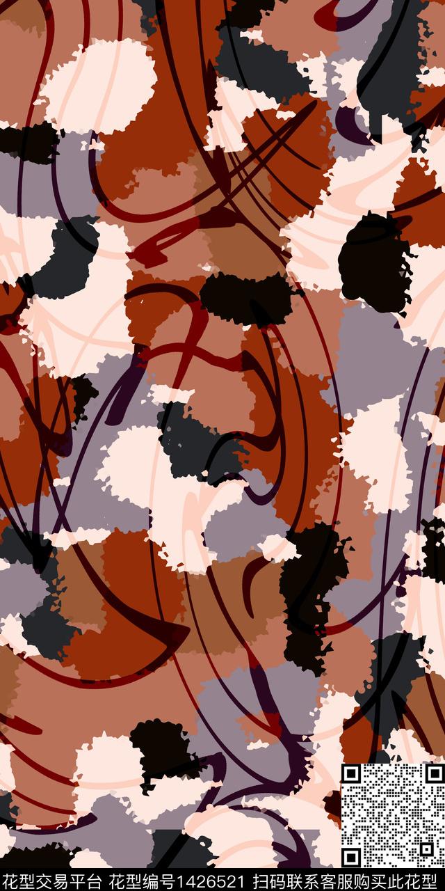 线条迷彩几何数码印花华亿平台下载（图片编号: 1426521） - 瓦栏（Walan）