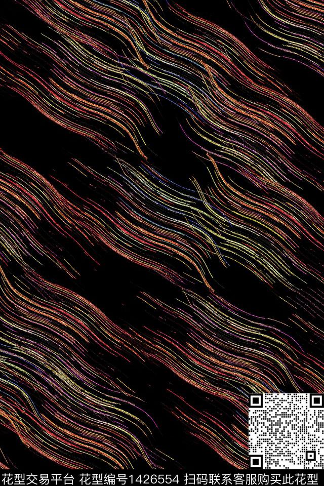 条纹柔软线条数码印花华亿平台下载（图片编号: 1426554） - 瓦栏（Walan）