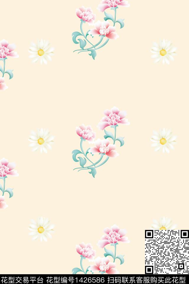 花卉植物数码印花华亿平台下载（图片编号: 1426586） - 瓦栏（Walan）