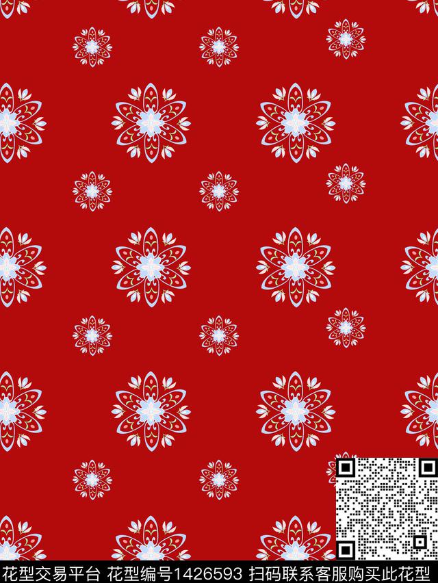 唐装中国风汉服印花数码印花华亿平台下载（图片编号: 1426593） - 瓦栏（Walan）