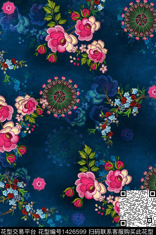 花卉香云纱小碎花数码印花华亿平台下载（图片编号: 1426599） - 瓦栏（Walan）