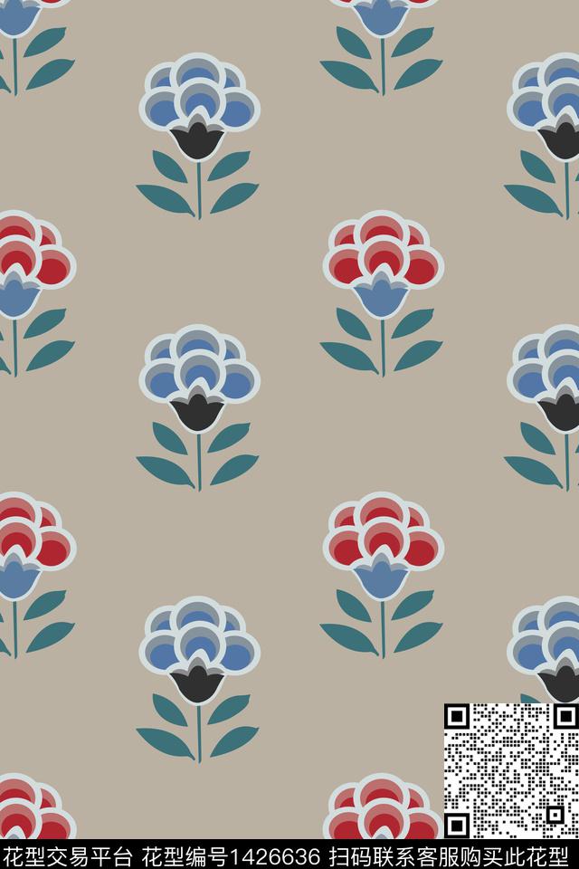 红花花卉植物数码印花华亿平台下载（图片编号: 1426636） - 瓦栏（Walan）