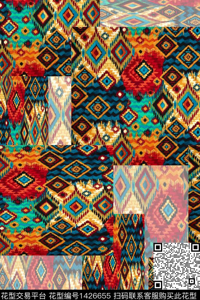 几何肌理大牌风数码印花华亿平台下载（图片编号: 1426655） - 瓦栏（Walan）