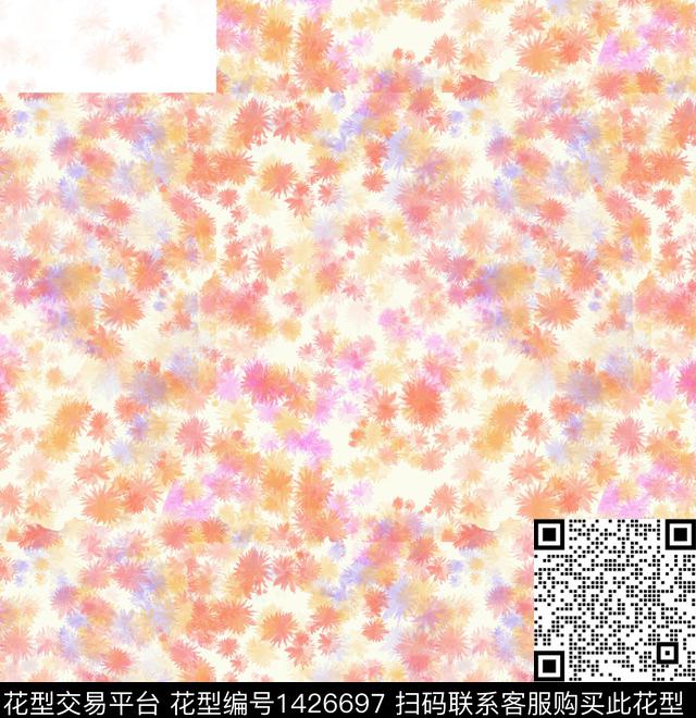 花卉满版散花植物数码印花华亿平台下载（图片编号: 1426697） - 瓦栏（Walan）