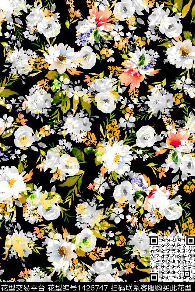 花卉大牌风小清新数码印花华亿平台下载（图片编号: 1426747） - 瓦栏（Walan）
