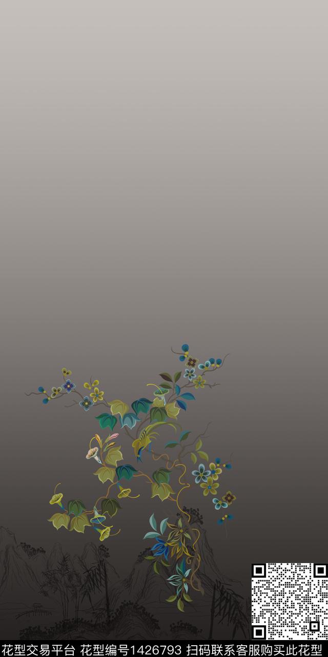 定位花花卉大牌风数码印花华亿平台下载（图片编号: 1426793） - 瓦栏（Walan）