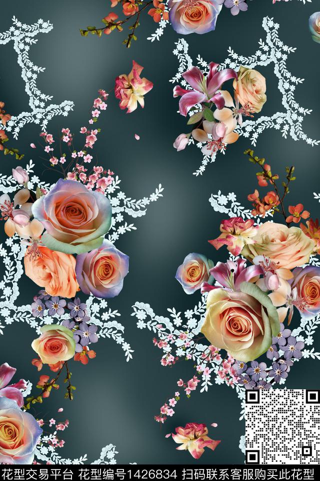 花卉花纹审数码印花华亿平台下载（图片编号: 1426834） - 瓦栏（Walan）