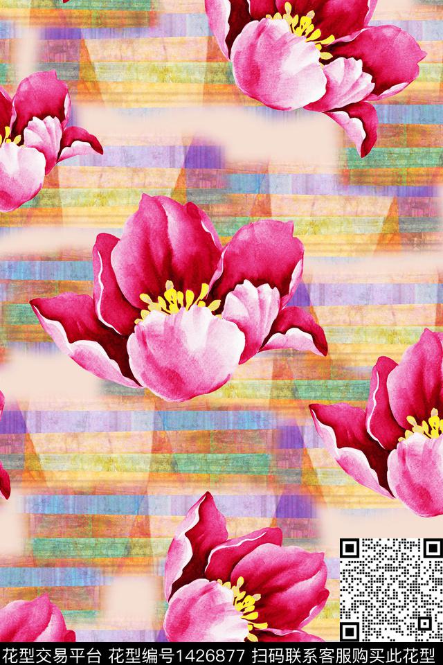 绿植树叶民族风花卉数码印花华亿平台下载（图片编号: 1426877） - 瓦栏（Walan）