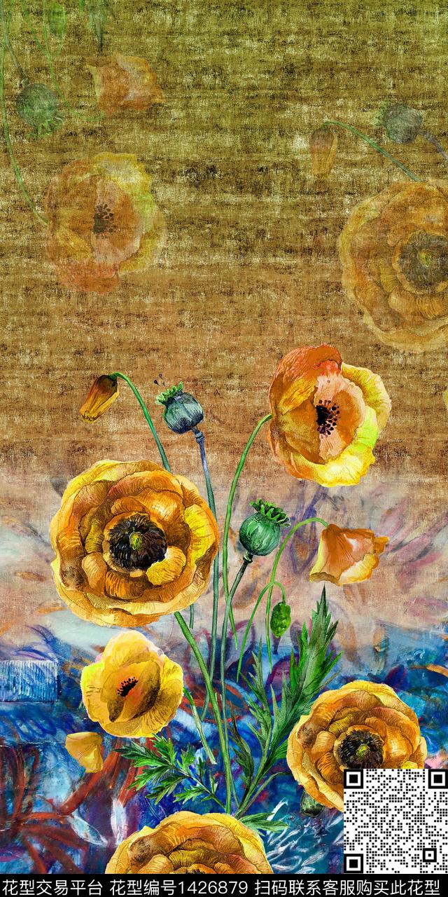 女装定位花香云纱中国风数码印花华亿平台下载（图片编号: 1426879） - 瓦栏（Walan）