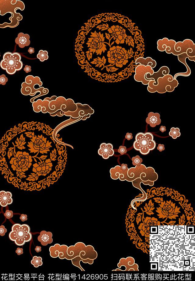 几何旗袍香云纱数码印花华亿平台下载（图片编号: 1426905） - 瓦栏（Walan）