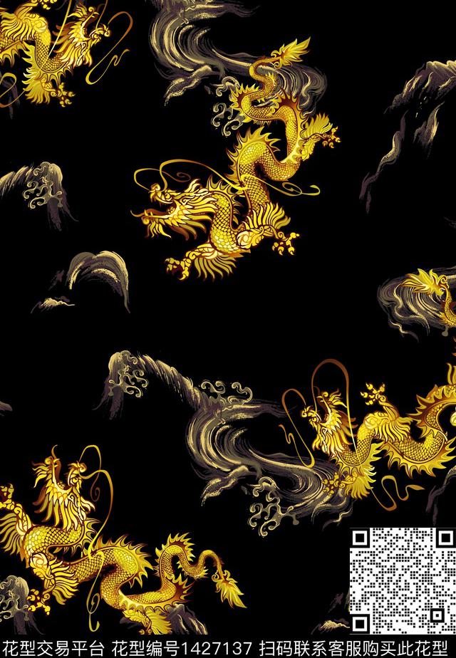 龙男装旗袍数码印花华亿平台下载（图片编号: 1427137） - 瓦栏（Walan）