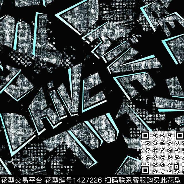 字母几何扎染华亿平台数码印花华亿平台下载（图片编号: 1427226） - 瓦栏（Walan）