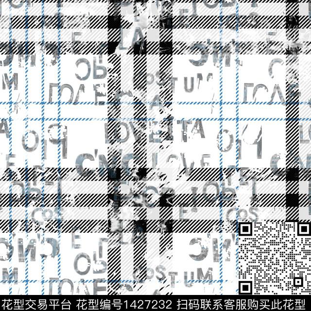 字母格子大牌风数码印花华亿平台下载（图片编号: 1427232） - 瓦栏（Walan）