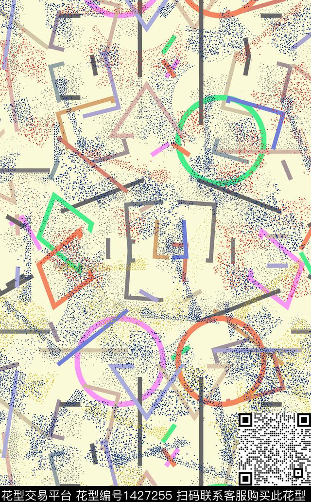 线条画线条几何数码印花华亿平台下载（图片编号: 1427255） - 瓦栏（Walan）