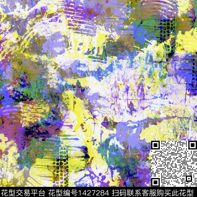 字母扎染华亿平台大牌风数码印花华亿平台下载（图片编号: 1427284） - 瓦栏（Walan）