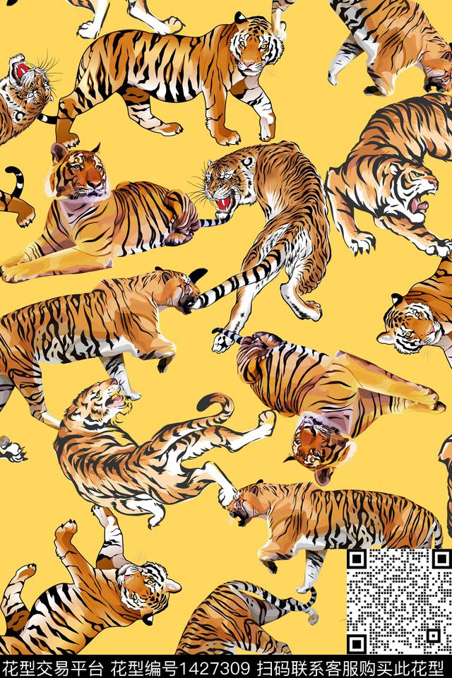 老虎大牌风抽象数码印花华亿平台下载（图片编号: 1427309） - 瓦栏（Walan）