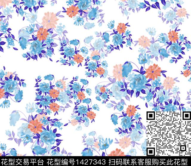 定位花花卉大牌风数码印花华亿平台下载（图片编号: 1427343） - 瓦栏（Walan）