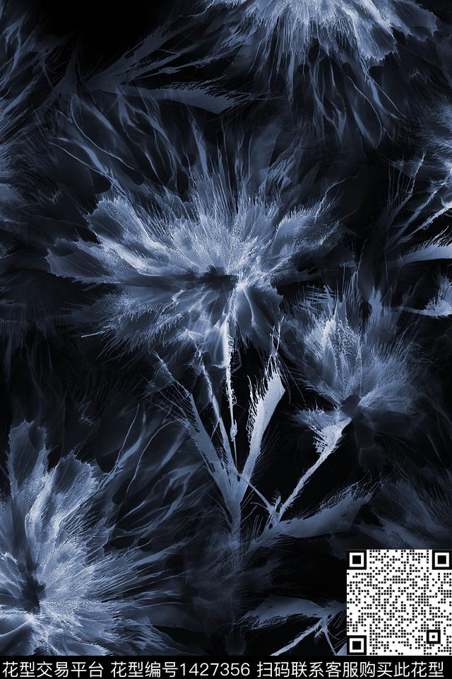 字母肌理抽象花卉数码印花华亿平台下载（图片编号: 1427356） - 瓦栏（Walan）