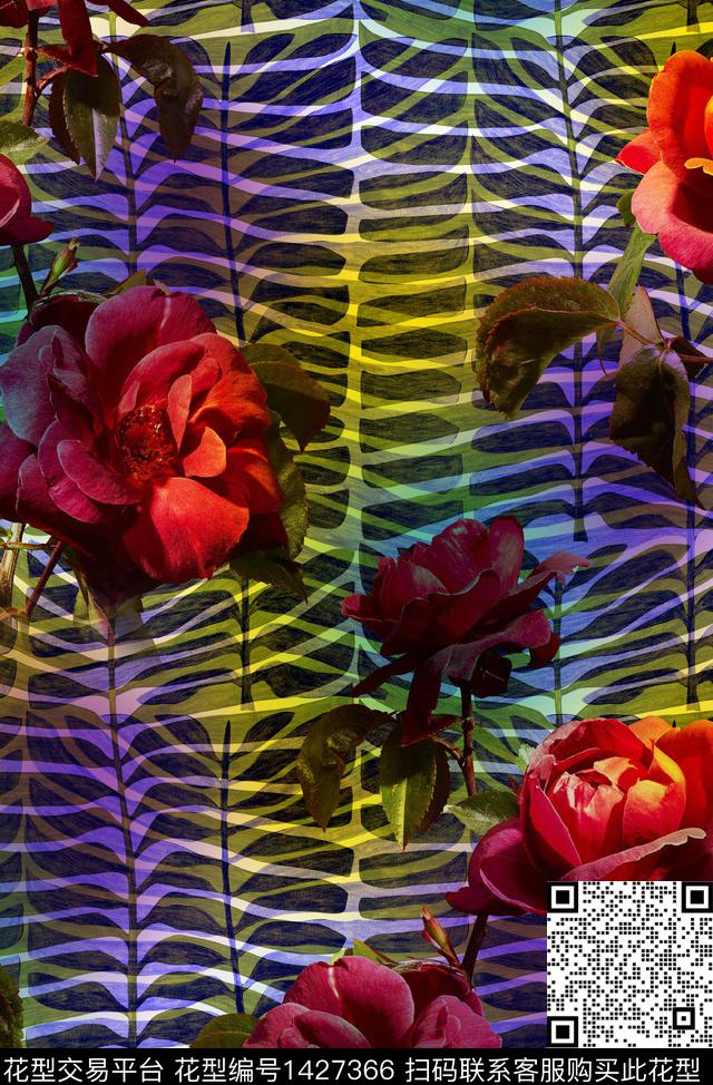 年轻女性大牌风真丝数码印花华亿平台下载（图片编号: 1427366） - 瓦栏（Walan）