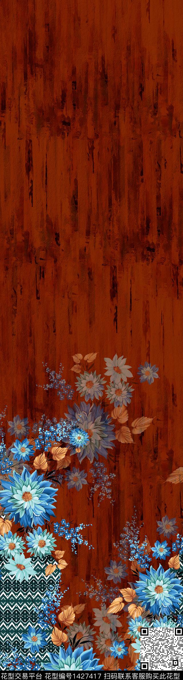 肌理民族风香云纱数码印花华亿平台下载（图片编号: 1427417） - 瓦栏（Walan）