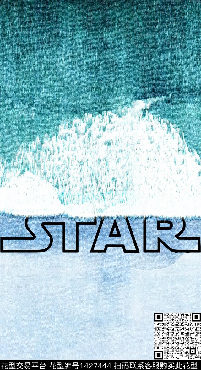 字母渐变海浪数码印花华亿平台下载（图片编号: 1427444） - 瓦栏（Walan）