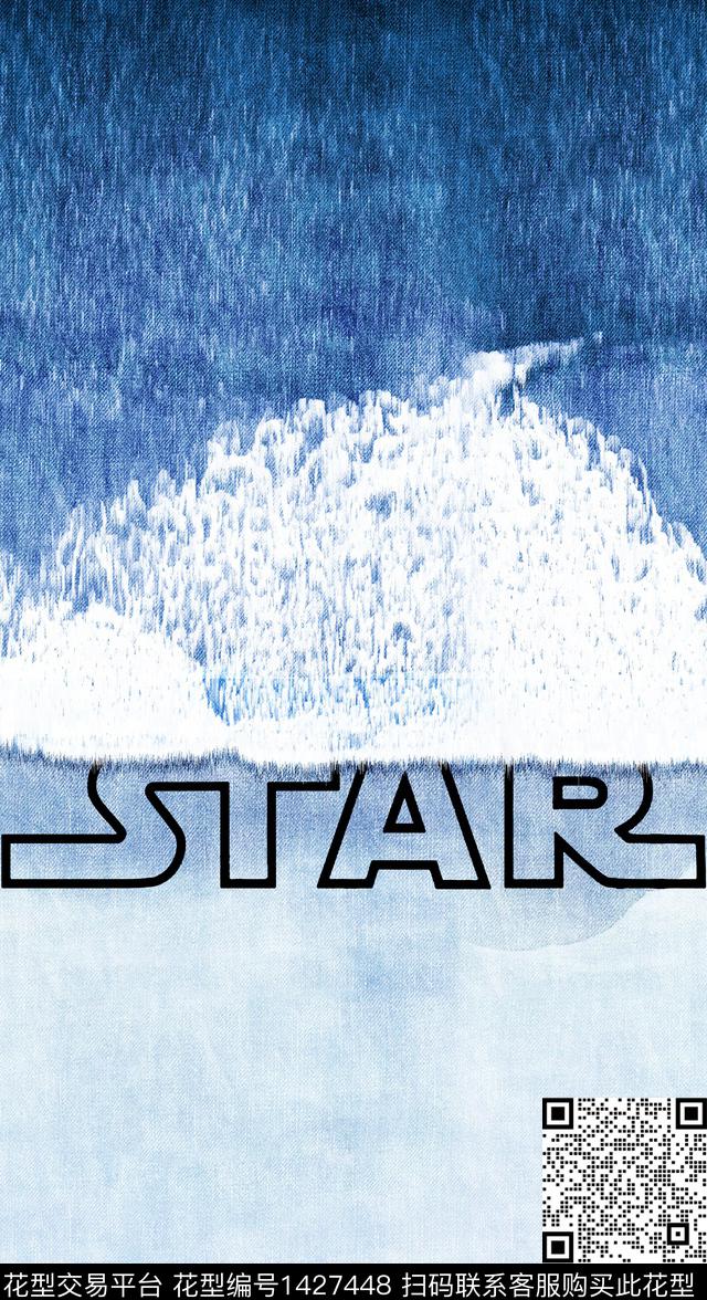 字母渐变海浪数码印花华亿平台下载（图片编号: 1427448） - 瓦栏（Walan）