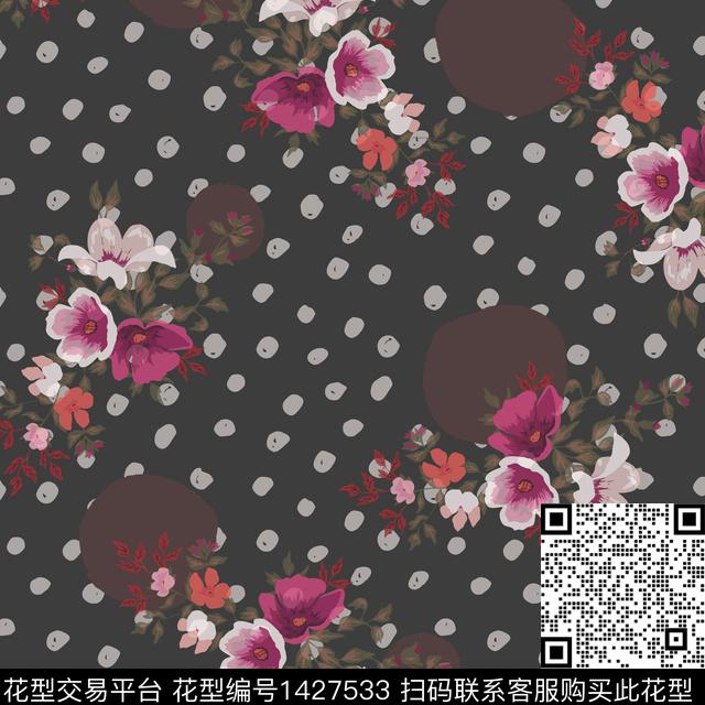 数码华亿平台花卉大牌风数码印花华亿平台下载（图片编号: 1427533） - 瓦栏（Walan）