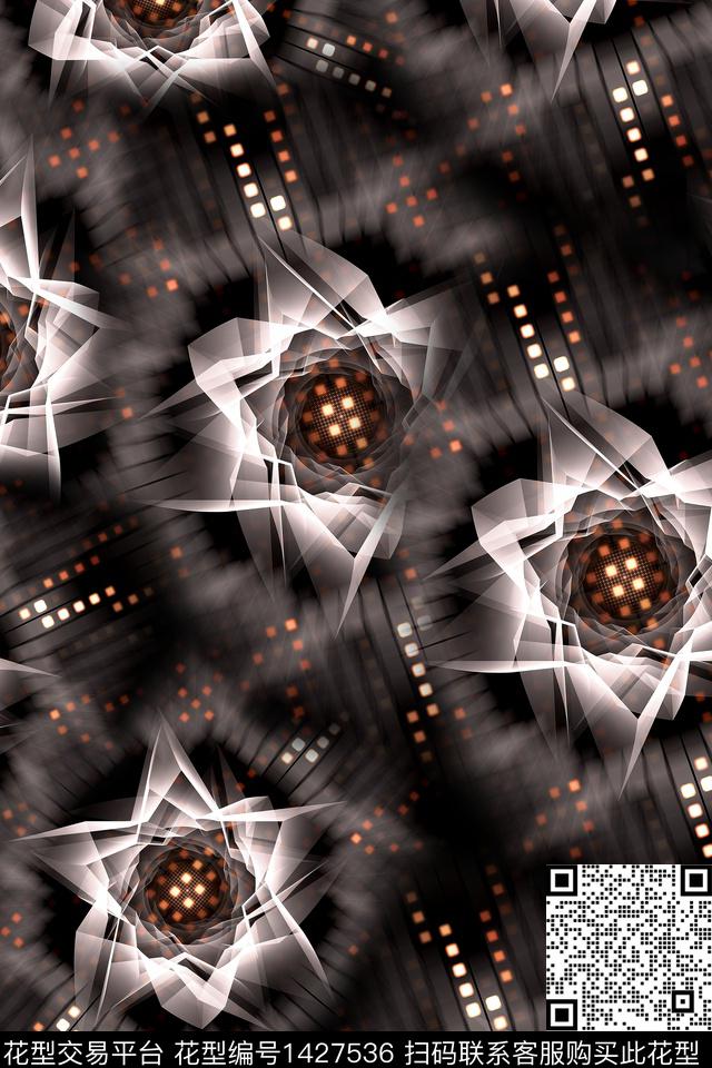 炫彩抽象真丝数码印花华亿平台下载（图片编号: 1427536） - 瓦栏（Walan）