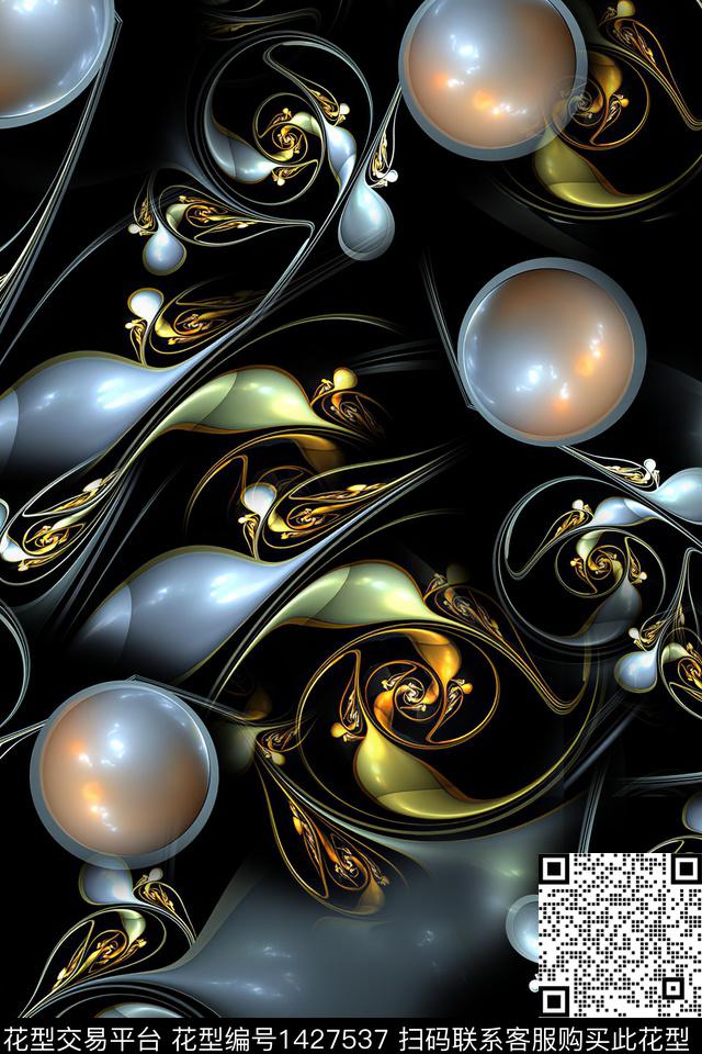 炫彩抽象真丝数码印花华亿平台下载（图片编号: 1427537） - 瓦栏（Walan）