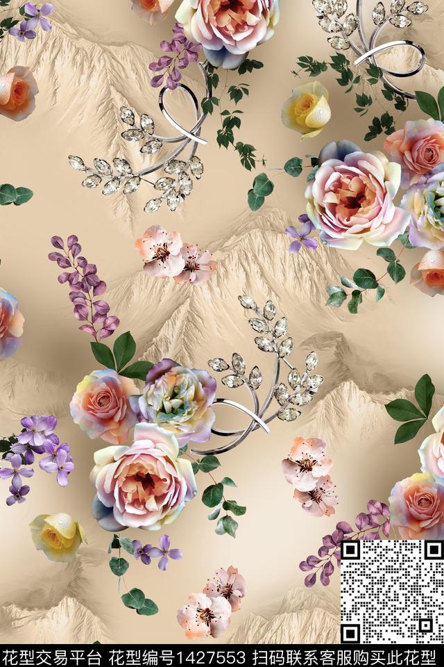 花卉山中老年数码印花华亿平台下载（图片编号: 1427553） - 瓦栏（Walan）