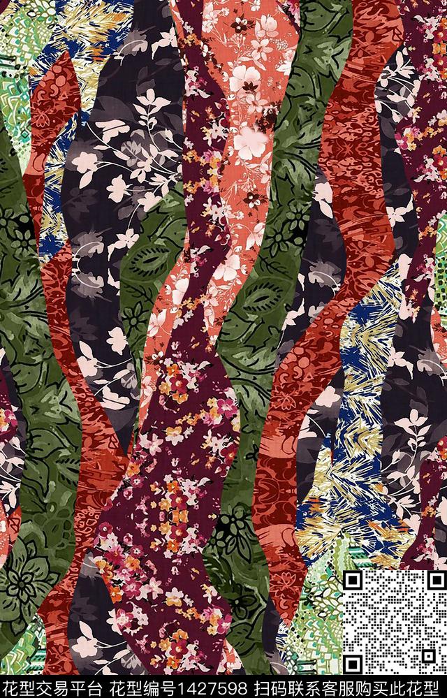 数码华亿平台几何民族风数码印花华亿平台下载（图片编号: 1427598） - 瓦栏（Walan）