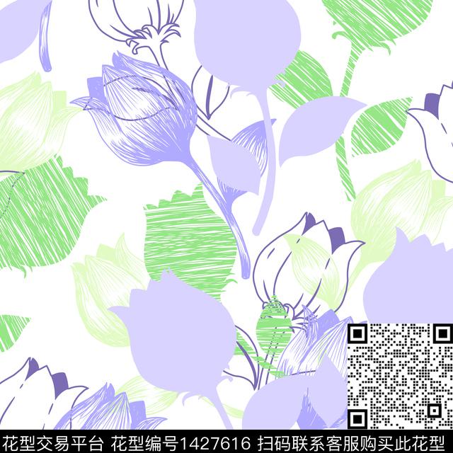 数码华亿平台复古花卉数码印花华亿平台下载（图片编号: 1427616） - 瓦栏（Walan）